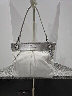 COACH ASHLEY White and Silver Leather Shoulder and Crossbody Bag